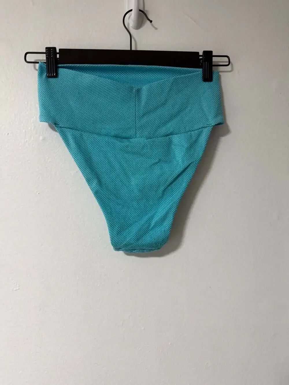 Aerie Teal Textured High Cut Cheeky Bikini Bottom